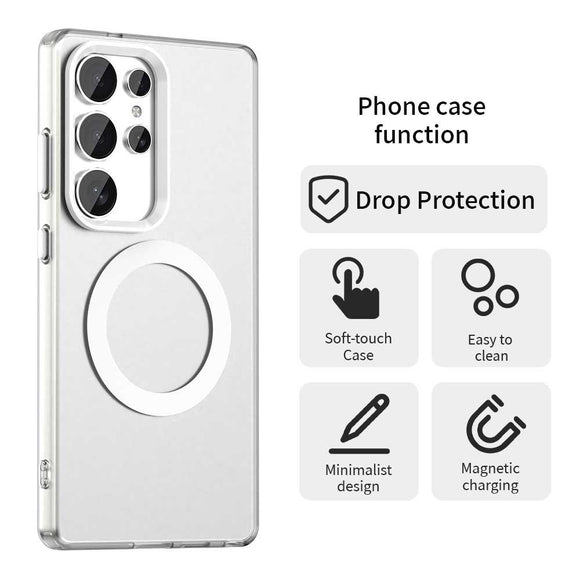 EIDERWOOD Samsung Galaxy S25 Ultra Hybrid Plast Cover - MagSafe Kompatibel - Gennemsigtig / Hvid