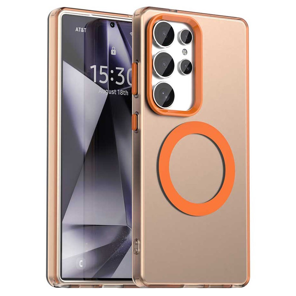 EIDERWOOD Samsung Galaxy S25 Ultra Hybrid Plast Cover - MagSafe Kompatibel - Gennemsigtig / Orange