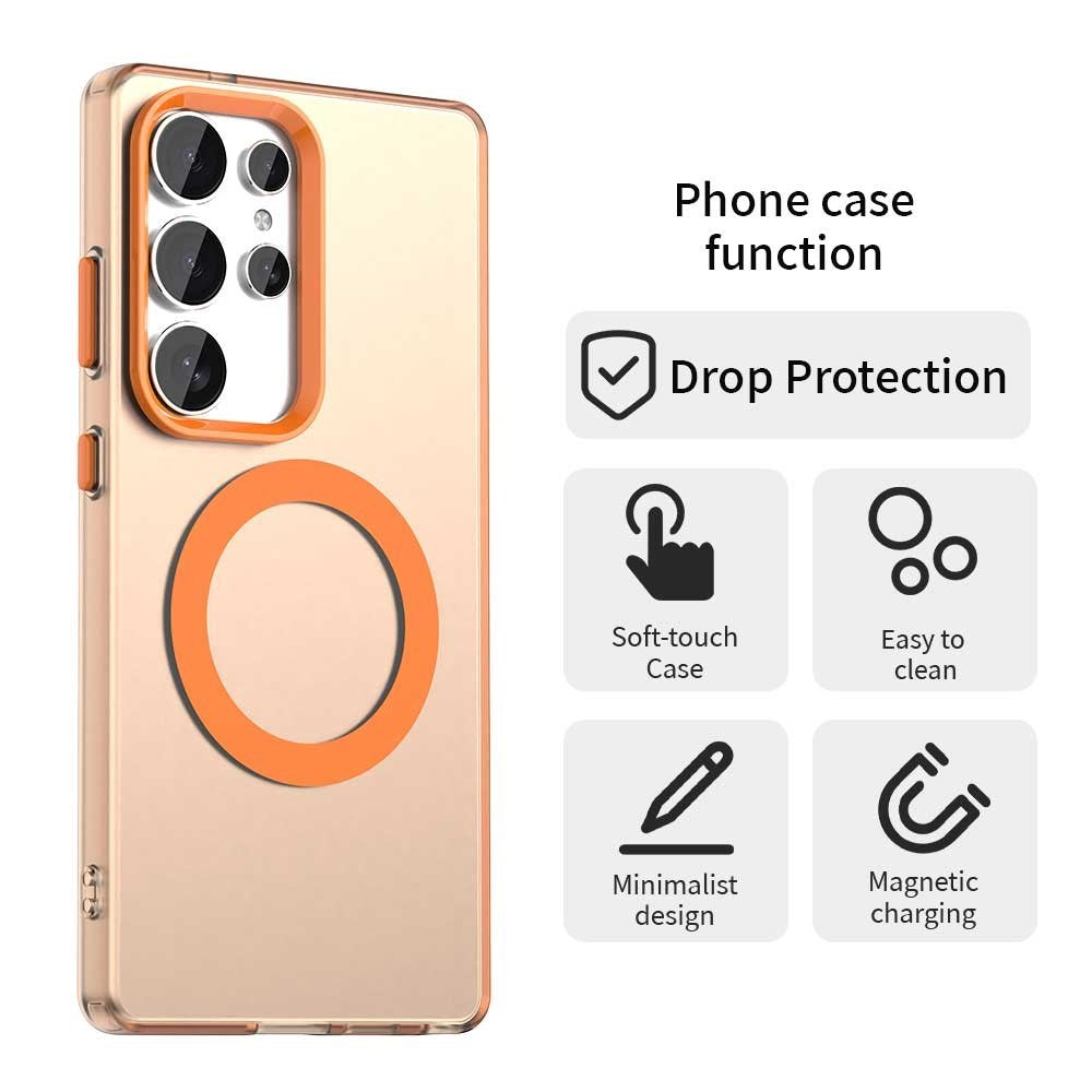 EIDERWOOD Samsung Galaxy S25 Ultra Hybrid Plast Cover - MagSafe Kompatibel - Gennemsigtig / Orange