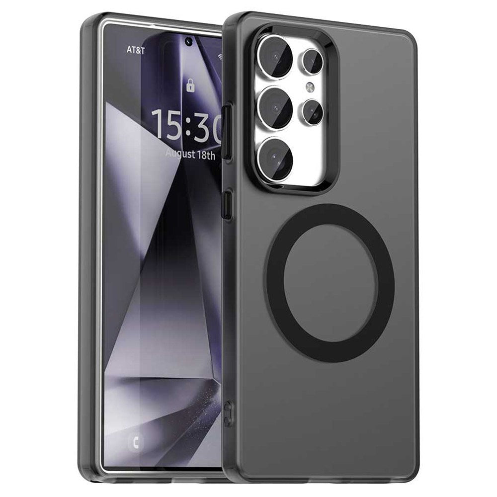 EIDERWOOD Samsung Galaxy S25 Ultra Hybrid Plast Cover - MagSafe Kompatibel - Gennemsigtig / Sort