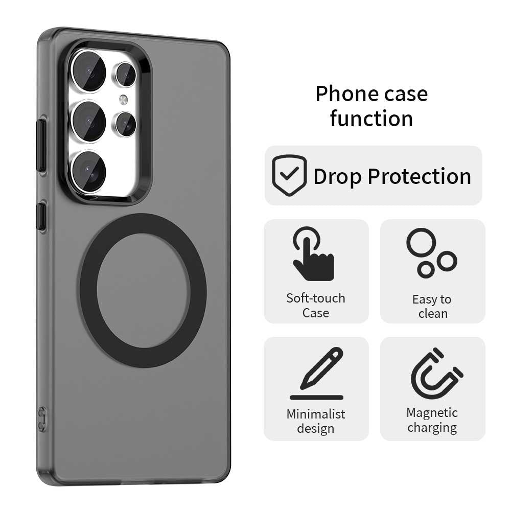 EIDERWOOD Samsung Galaxy S25 Ultra Hybrid Plast Cover - MagSafe Kompatibel - Gennemsigtig / Sort