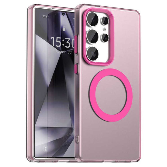 EIDERWOOD Samsung Galaxy S25 Ultra Hybrid Plast Cover - MagSafe Kompatibel - Gennemsigtig / Lyserød