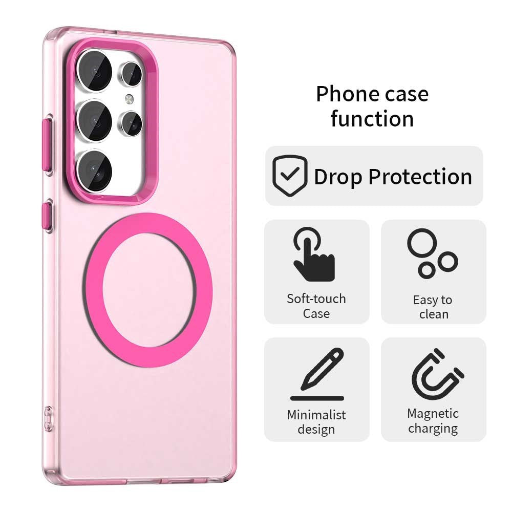 EIDERWOOD Samsung Galaxy S25 Ultra Hybrid Plast Cover - MagSafe Kompatibel - Gennemsigtig / Lyserød