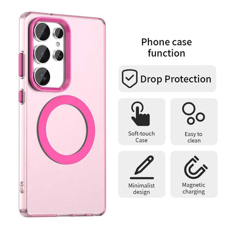 EIDERWOOD Samsung Galaxy S25 Ultra Hybrid Plast Cover - MagSafe Kompatibel - Gennemsigtig / Lyserød