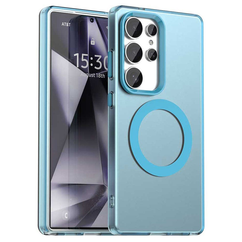 EIDERWOOD Samsung Galaxy S25 Ultra Hybrid Plast Cover - MagSafe Kompatibel - Gennemsigtig / Blå