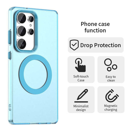 EIDERWOOD Samsung Galaxy S25 Ultra Hybrid Plast Cover - MagSafe Kompatibel - Gennemsigtig / Blå