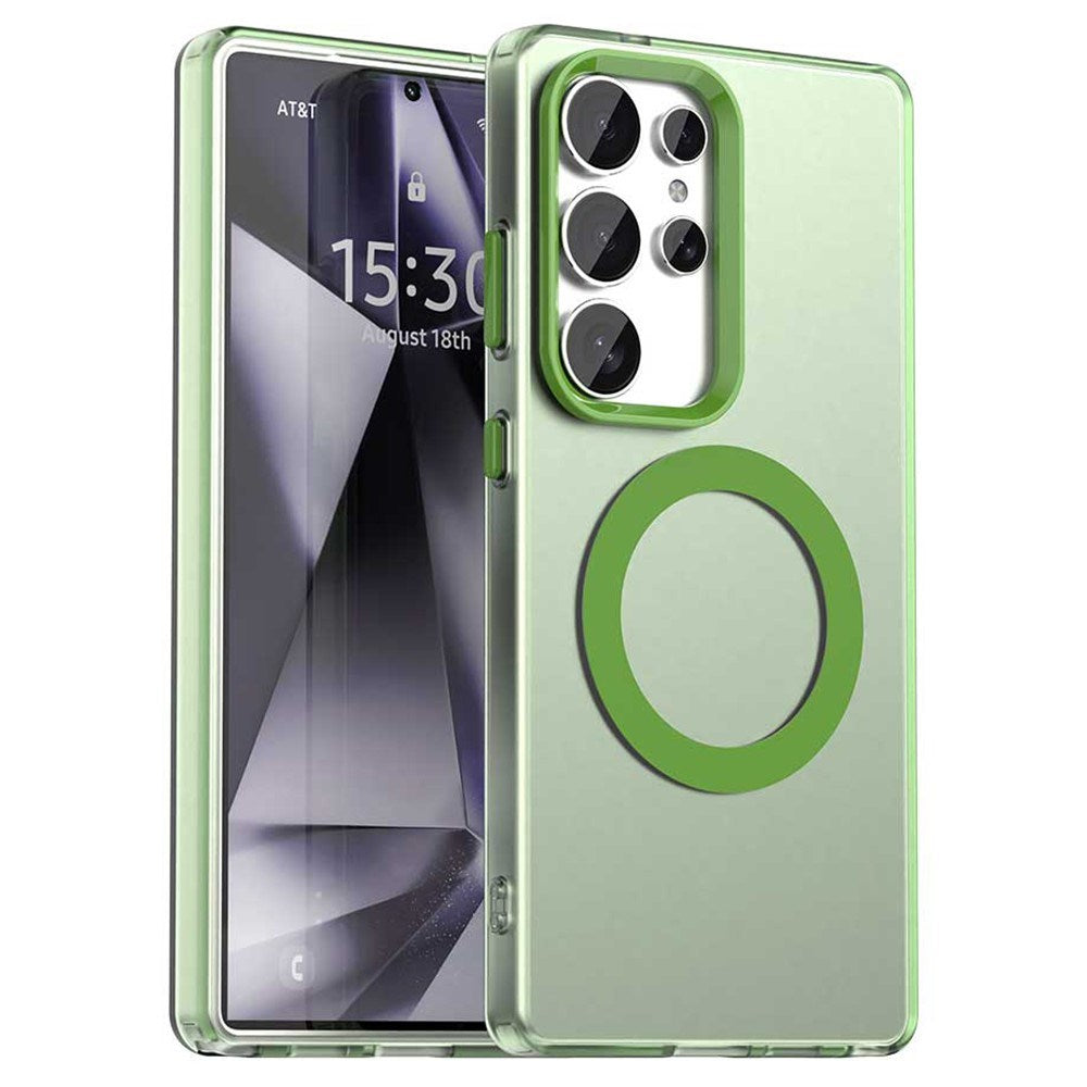EIDERWOOD Samsung Galaxy S25 Ultra Hybrid Plast Cover - MagSafe Kompatibel - Gennemsigtig / Grøn