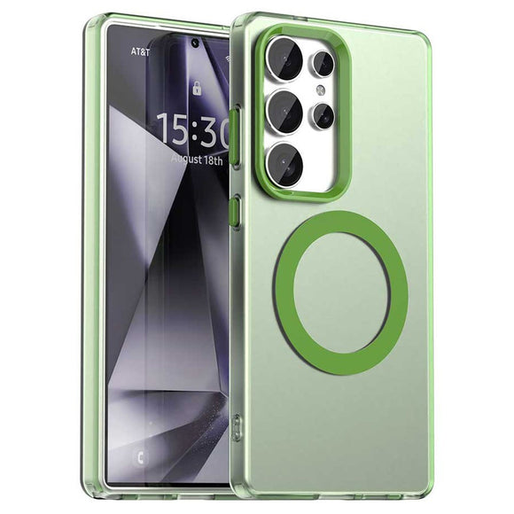 EIDERWOOD Samsung Galaxy S25 Ultra Hybrid Plast Cover - MagSafe Kompatibel - Gennemsigtig / Grøn