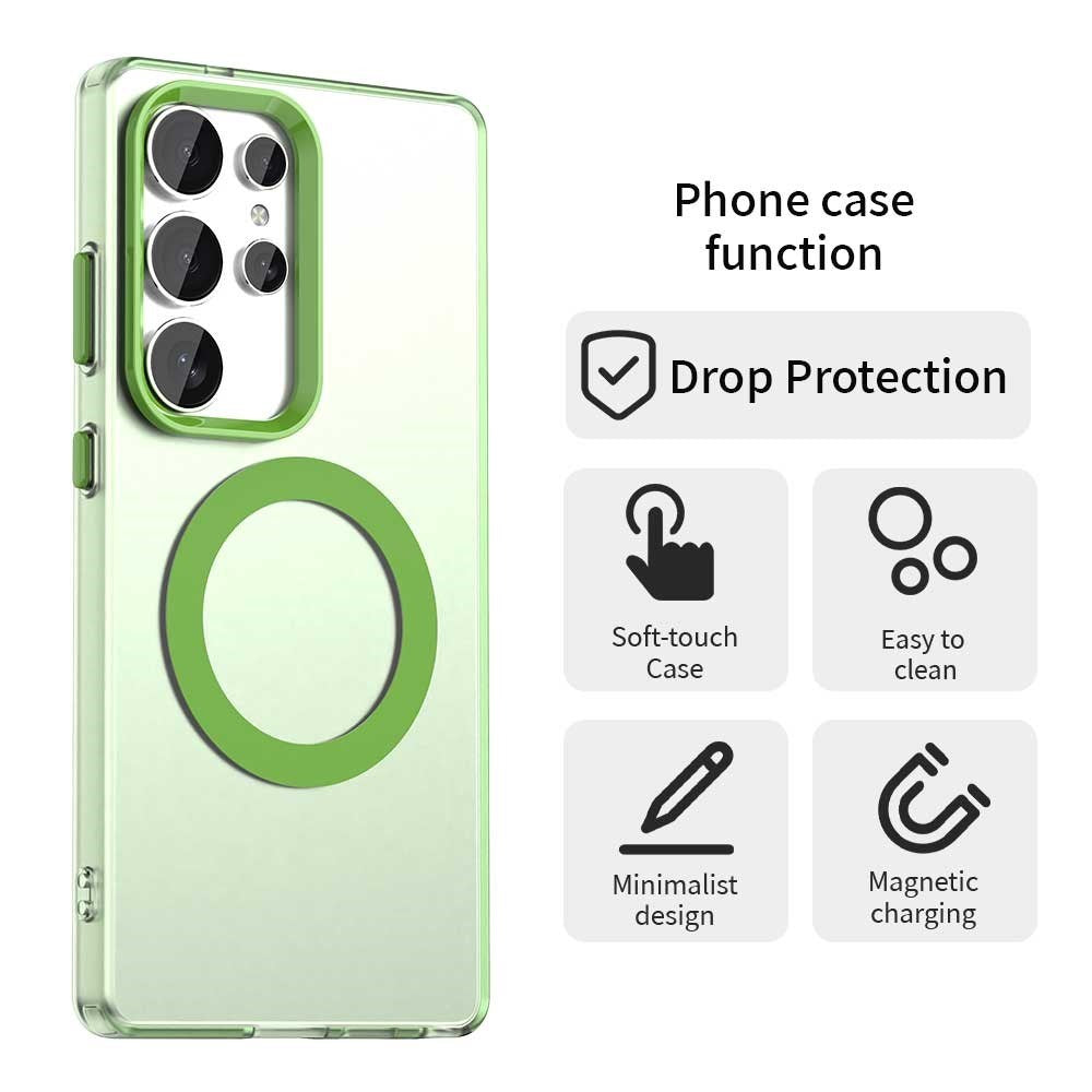 EIDERWOOD Samsung Galaxy S25 Ultra Hybrid Plast Cover - MagSafe Kompatibel - Gennemsigtig / Grøn