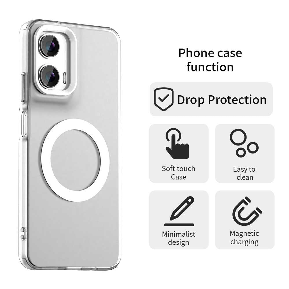 EIDERWOOD Motorola Moto G35 5G Hybrid Plast Cover - MagSafe Kompatibel - Gennemsigtig / Hvid