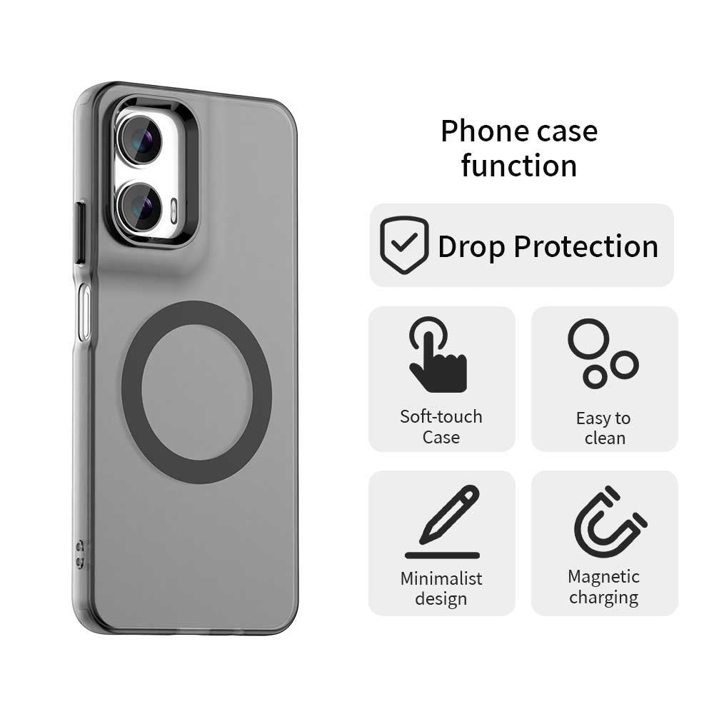 EIDERWOOD Motorola Moto G35 5G Hybrid Plast Cover - MagSafe Kompatibel - Gennemsigtig / Sort