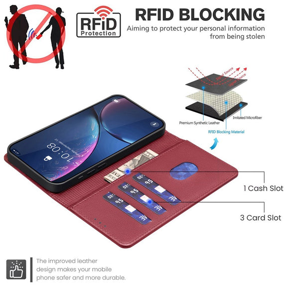 Samsung Galaxy A36 (5G) BINFEN Kunstlæder Flip Cover m. RFID Blokering - Rød