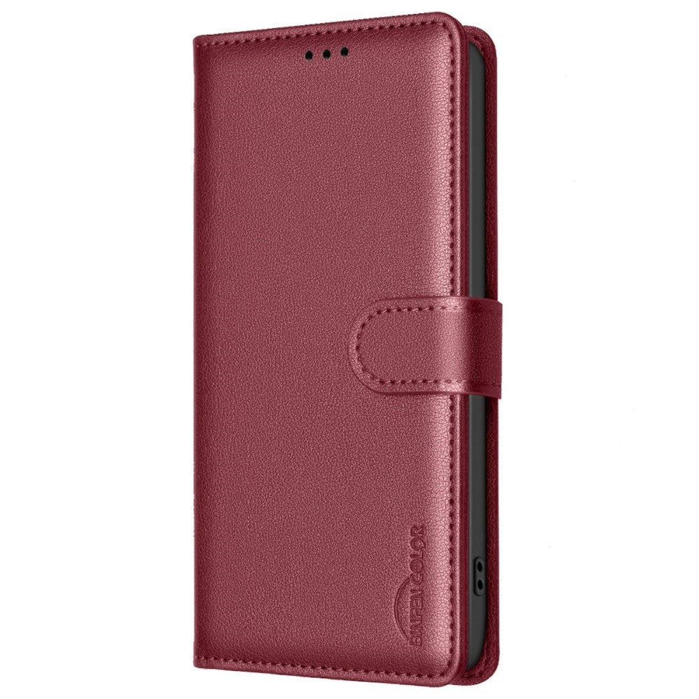 Samsung Galaxy A36 (5G) BINFEN Kunstlæder Flip Cover m. RFID Blokering - Rød