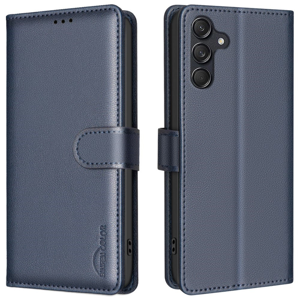 Samsung Galaxy A36 (5G) BINFEN Kunstlæder Flip Cover m. RFID Blokering - Blå