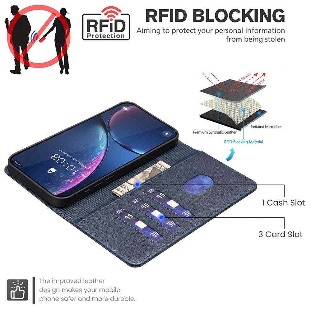 Samsung Galaxy A36 (5G) BINFEN Kunstlæder Flip Cover m. RFID Blokering - Blå