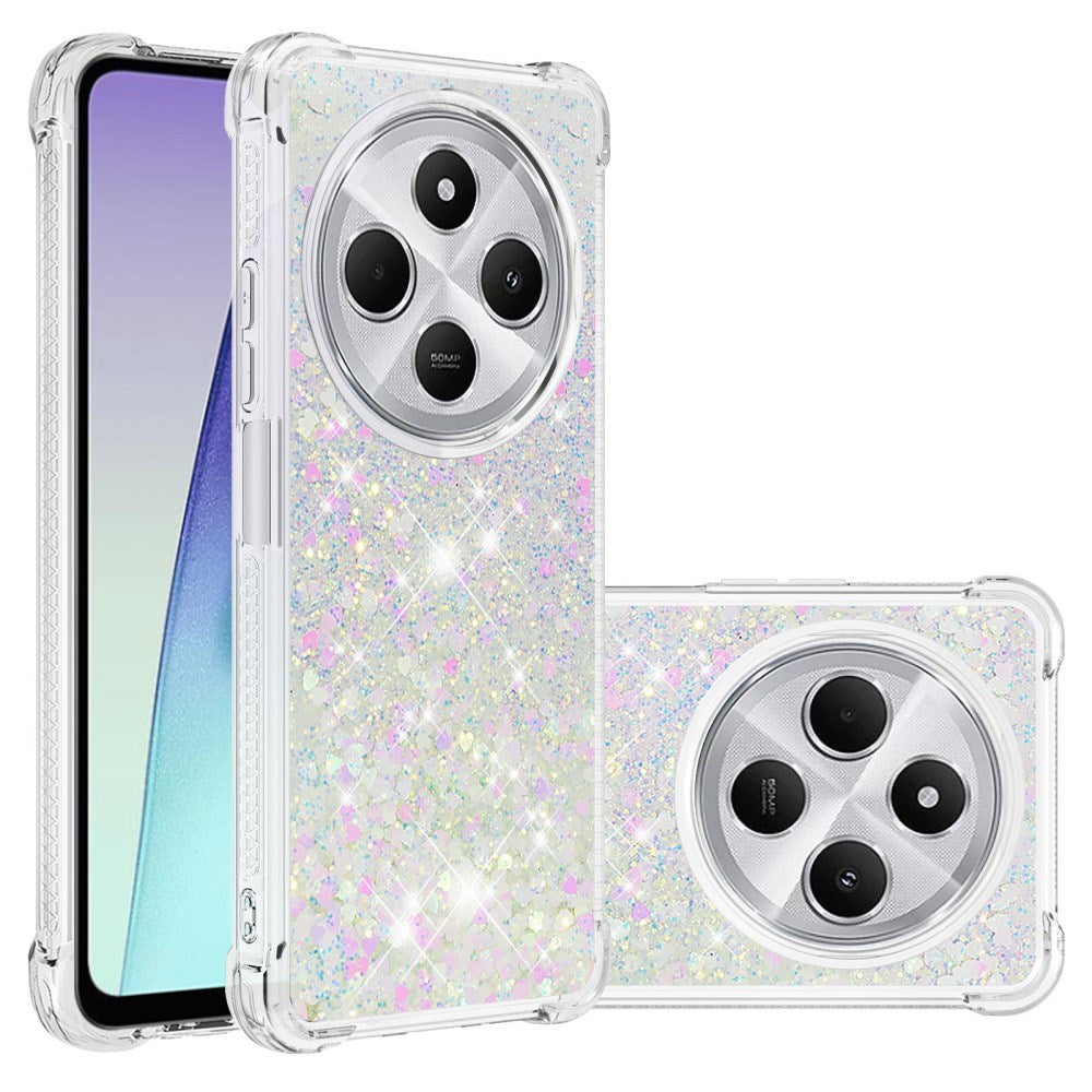 EIDERWOOD Xiaomi Redmi 14C Fleksibelt Plastik Cover med Flydende Glimmer - Sølv