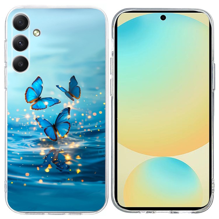 EIDERWOOD Samsung Galaxy S25 FE Fleksibel Plast Cover m. Motiv - Vand / Blå Sommerfugle