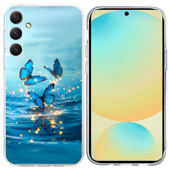 EIDERWOOD Samsung Galaxy S25 FE Fleksibel Plast Cover m. Motiv - Vand / Blå Sommerfugle