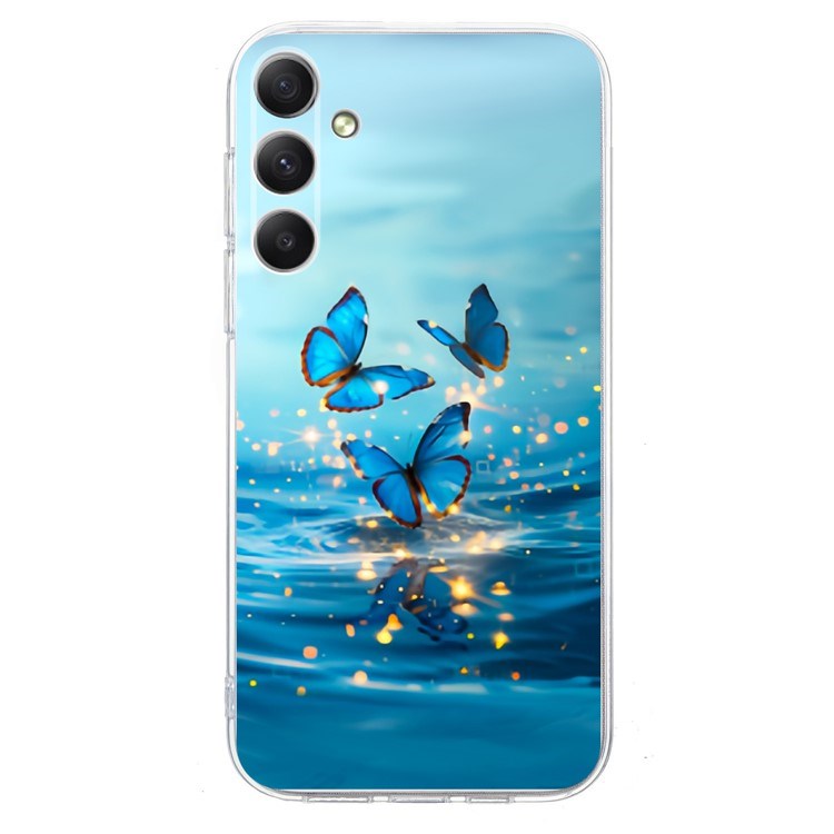 EIDERWOOD Samsung Galaxy S25 FE Fleksibel Plast Cover m. Motiv - Vand / Blå Sommerfugle