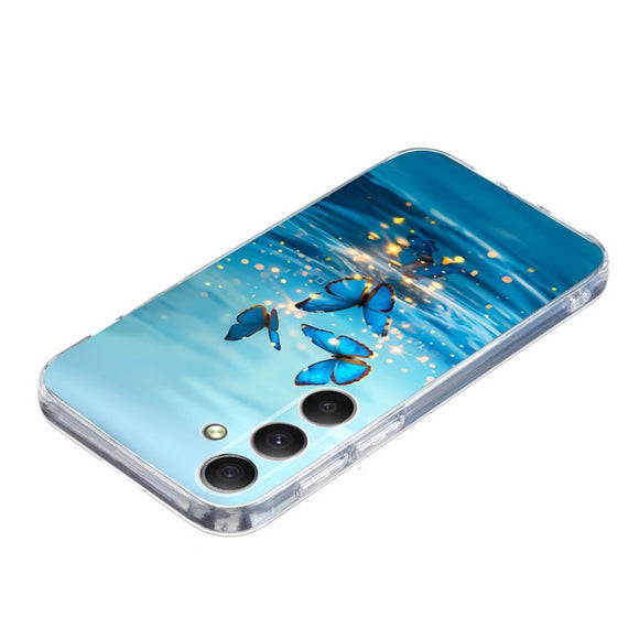EIDERWOOD Samsung Galaxy S25 FE Fleksibel Plast Cover m. Motiv - Vand / Blå Sommerfugle