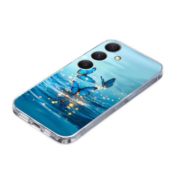 EIDERWOOD Samsung Galaxy S25 FE Fleksibel Plast Cover m. Motiv - Vand / Blå Sommerfugle