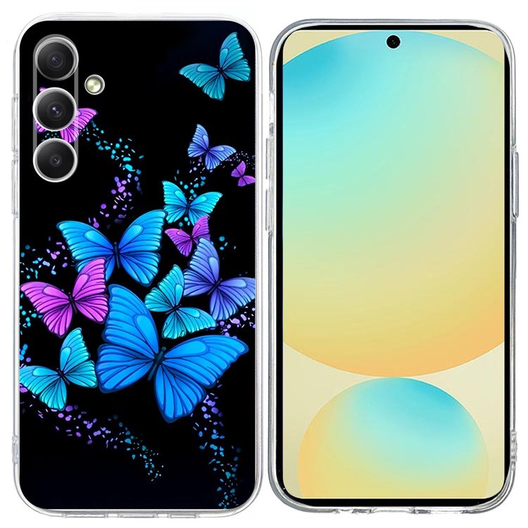 EIDERWOOD Samsung Galaxy S25 FE Fleksibel Plast Cover m. Motiv - Sort / Blå Sommerfugle