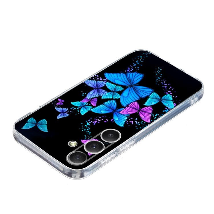EIDERWOOD Samsung Galaxy S25 FE Fleksibel Plast Cover m. Motiv - Sort / Blå Sommerfugle