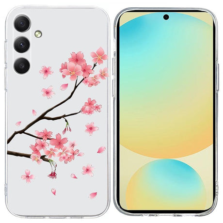 EIDERWOOD Samsung Galaxy S25 FE Fleksibel Plast Cover m. Motiv - Gennemsigtig / Lyserøde Blomster