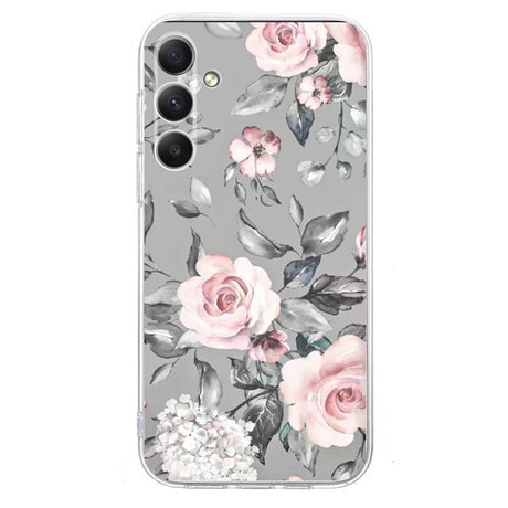 EIDERWOOD Samsung Galaxy S25 FE Fleksibel Plast Cover m. Motiv - Grå / Lyserøde Roser
