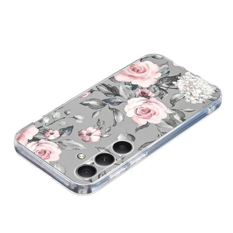 EIDERWOOD Samsung Galaxy S25 FE Fleksibel Plast Cover m. Motiv - Grå / Lyserøde Roser