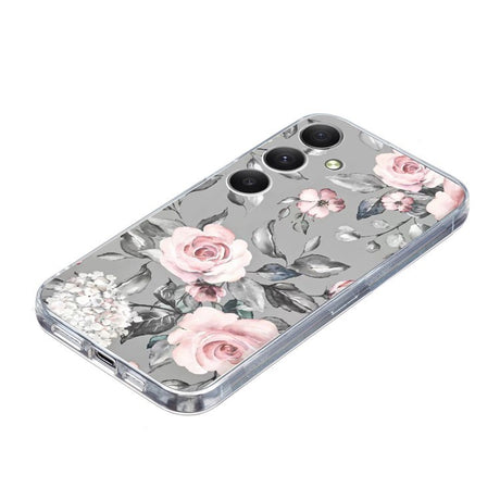 EIDERWOOD Samsung Galaxy S25 FE Fleksibel Plast Cover m. Motiv - Grå / Lyserøde Roser