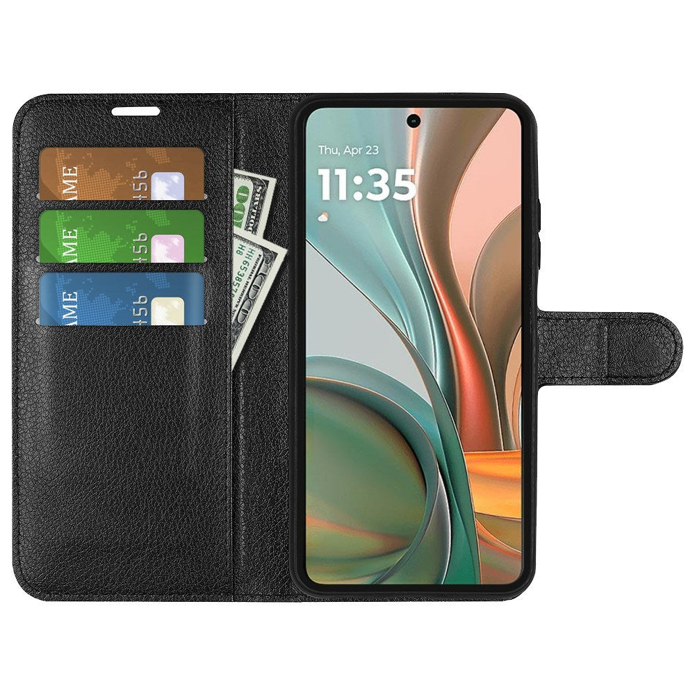 EIDERWOOD Motorola Moto G75 (5G) Kunstlæder Flip Cover m. Kortholder & Ståfunktion - Sort
