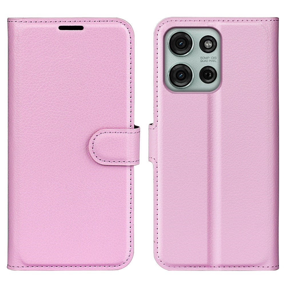 EIDERWOOD Motorola Moto G75 (5G) Kunstlæder Flip Cover m. Kortholder & Ståfunktion - Lyserød