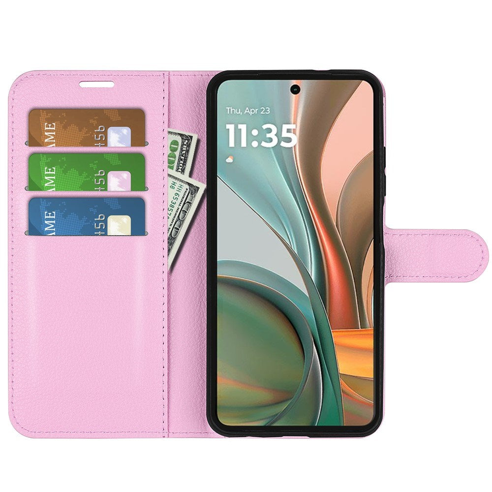 EIDERWOOD Motorola Moto G75 (5G) Kunstlæder Flip Cover m. Kortholder & Ståfunktion - Lyserød