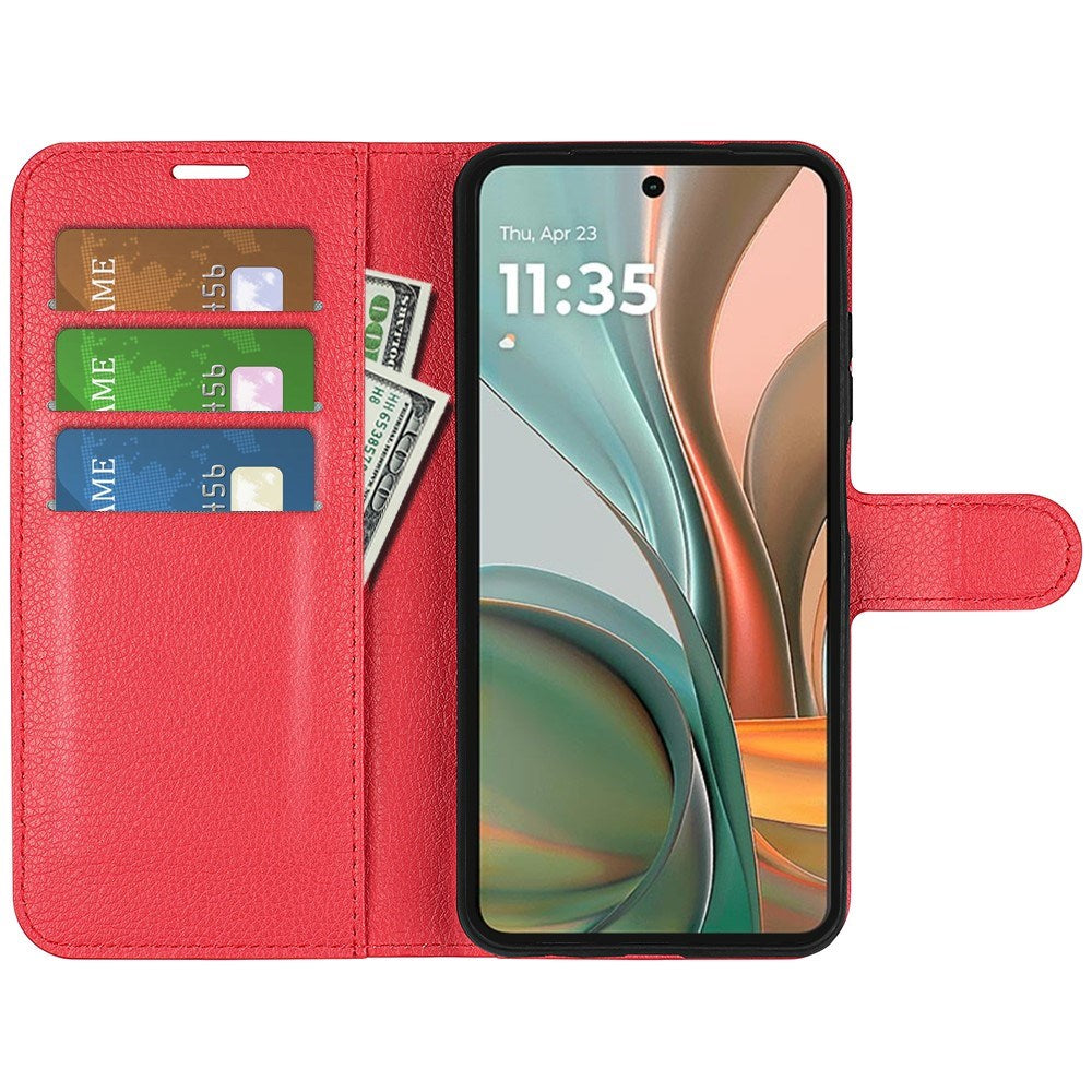 EIDERWOOD Motorola Moto G75 (5G) Kunstlæder Flip Cover m. Kortholder & Ståfunktion - Rød