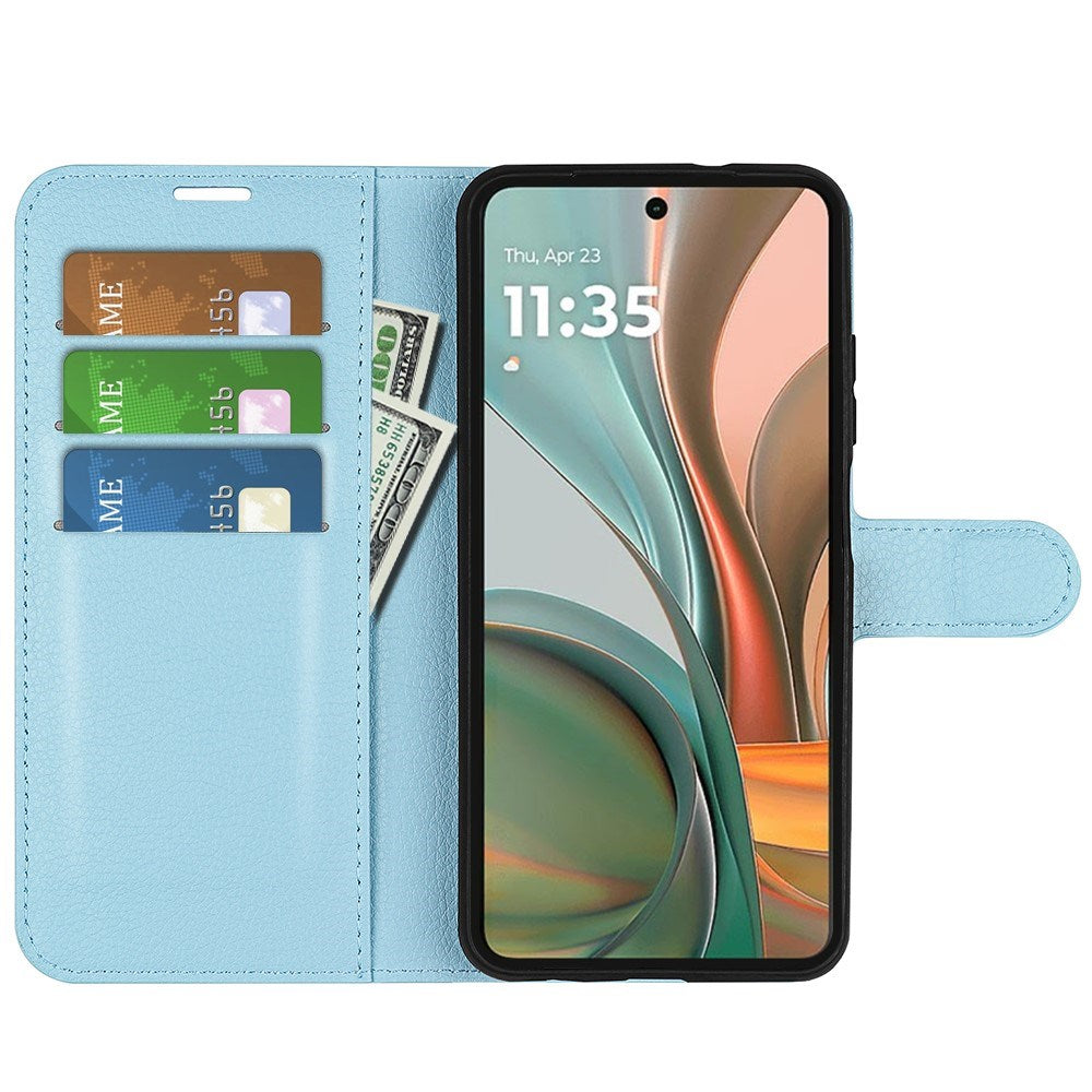 EIDERWOOD Motorola Moto G75 (5G) Kunstlæder Flip Cover m. Kortholder & Ståfunktion - Blå