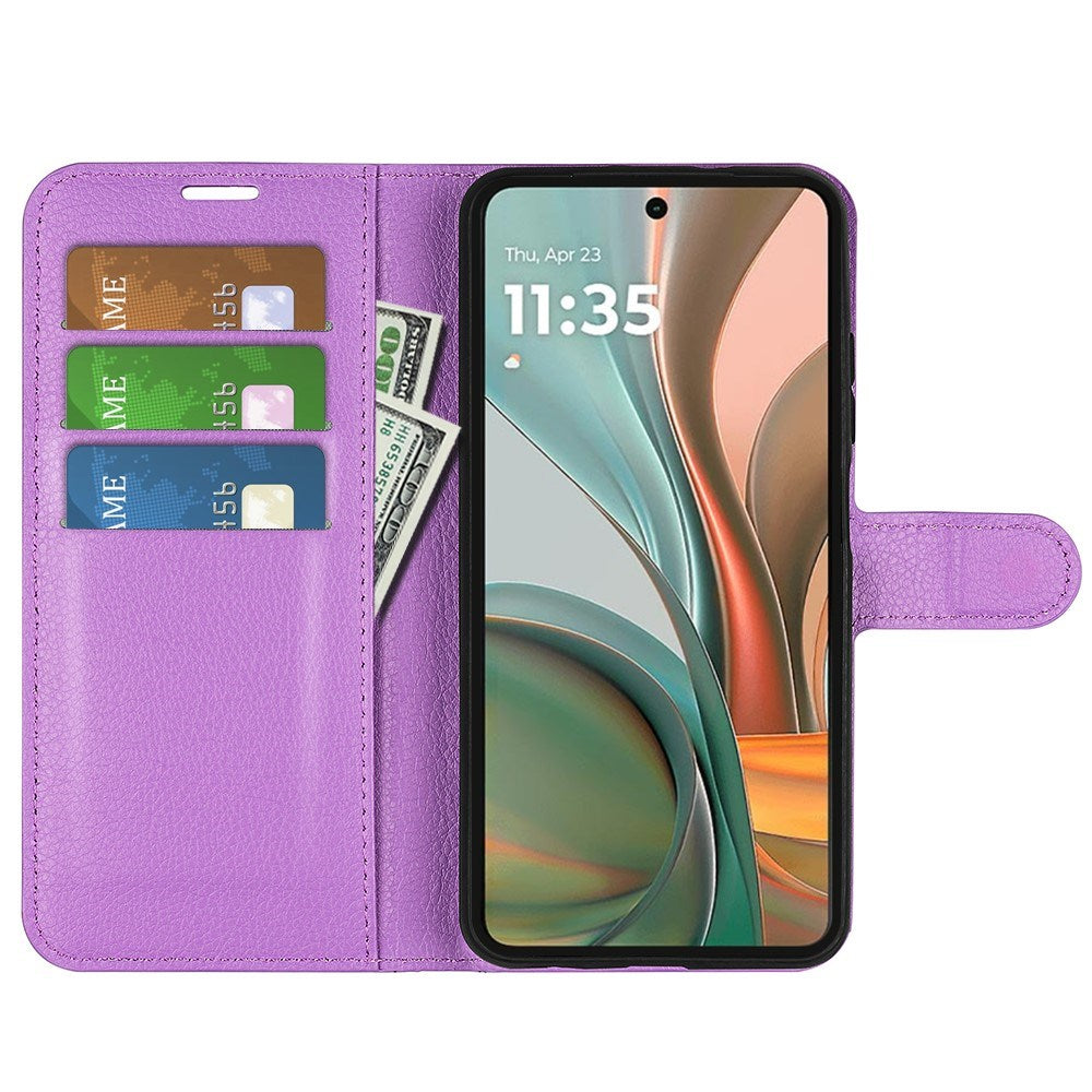 EIDERWOOD Motorola Moto G75 (5G) Kunstlæder Flip Cover m. Kortholder & Ståfunktion - Lilla