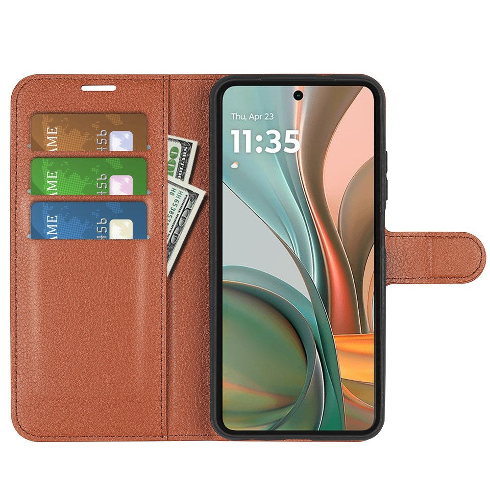 EIDERWOOD Motorola Moto G75 (5G) Kunstlæder Flip Cover m. Kortholder & Ståfunktion - Brun