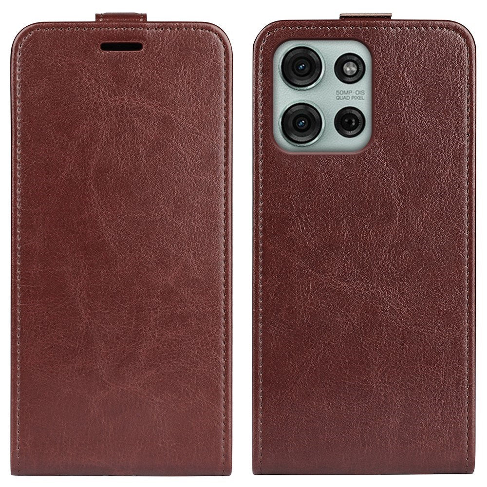 EIDERWOOD Motorola Moto G75 5G Case med Kortlommer – Vertikal Flip Kunstlæder Etui - Brun
