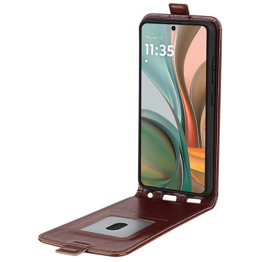 EIDERWOOD Motorola Moto G75 5G Case med Kortlommer – Vertikal Flip Kunstlæder Etui - Brun