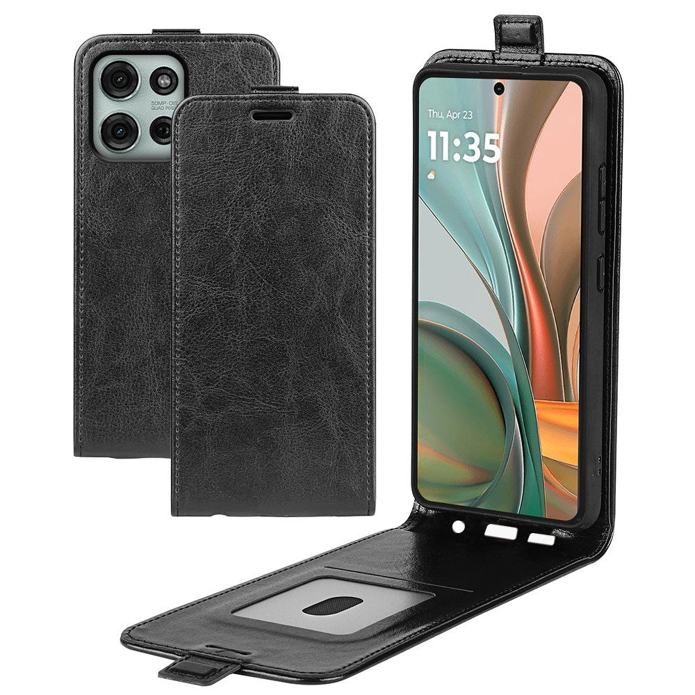 EIDERWOOD Motorola Moto G75 5G Case med Kortlommer – Vertikal Flip Kunstlæder Etui - Sort
