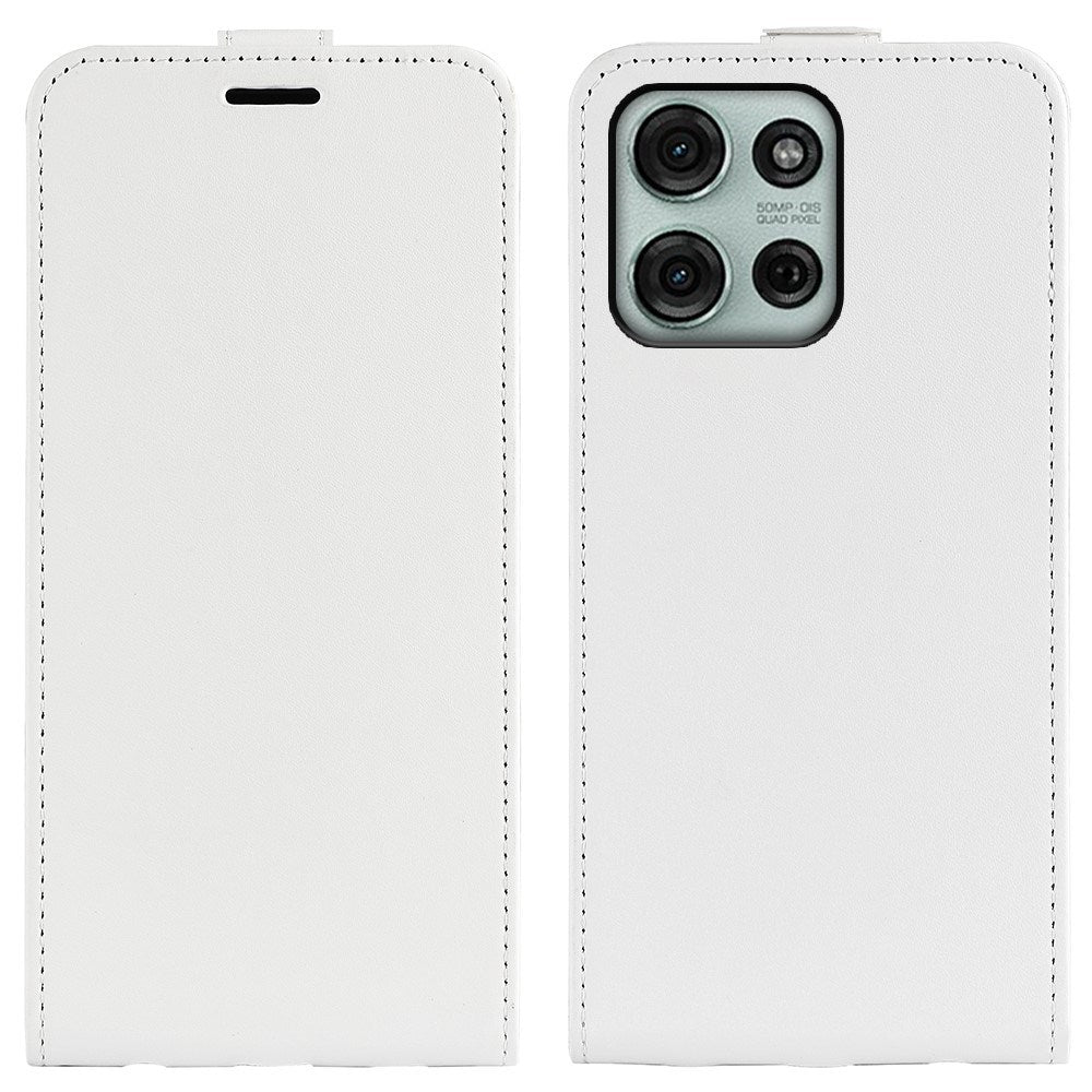 EIDERWOOD Motorola Moto G75 5G Case med Kortlommer – Vertikal Flip Kunstlæder Etui - Hvid
