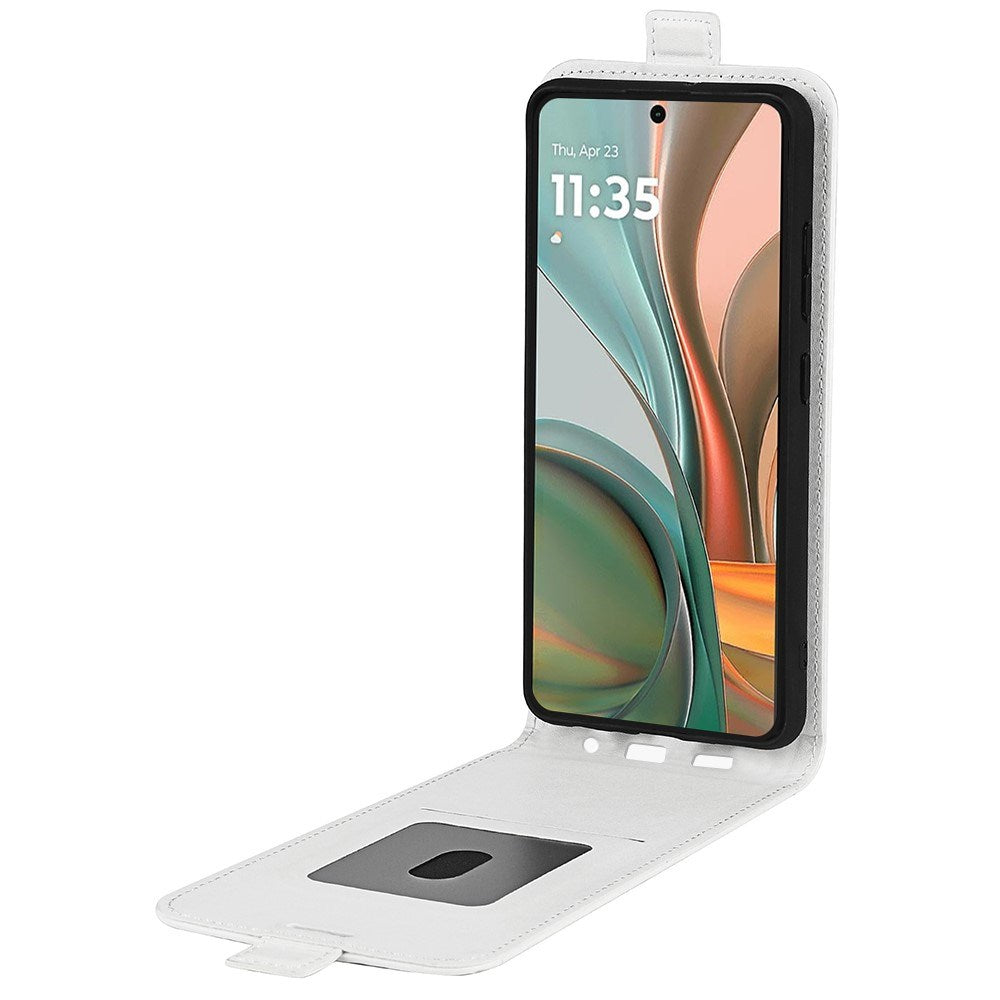 EIDERWOOD Motorola Moto G75 5G Case med Kortlommer – Vertikal Flip Kunstlæder Etui - Hvid