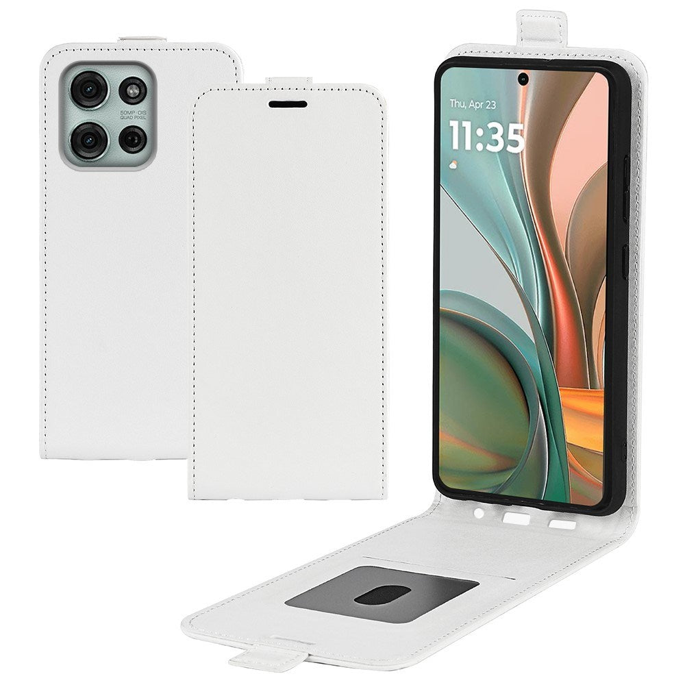 EIDERWOOD Motorola Moto G75 5G Case med Kortlommer – Vertikal Flip Kunstlæder Etui - Hvid