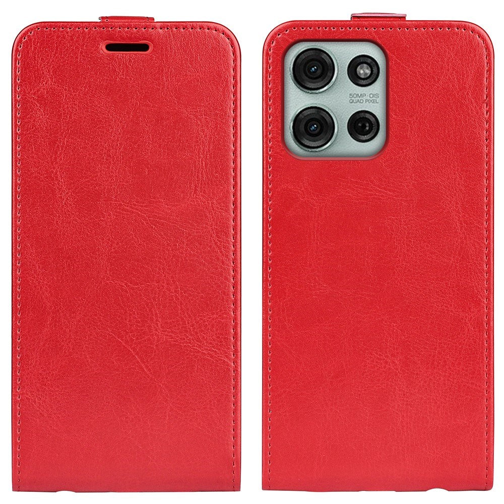 EIDERWOOD Motorola Moto G75 5G Case med Kortlommer – Vertikal Flip Kunstlæder Etui - Rød