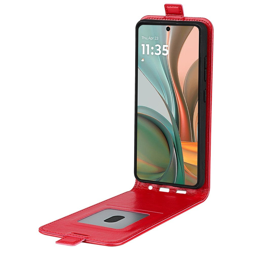 EIDERWOOD Motorola Moto G75 5G Case med Kortlommer – Vertikal Flip Kunstlæder Etui - Rød