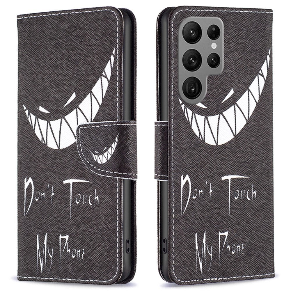 EIDERWOOD Samsung Galaxy S25 Ultra Kunstlæder Cover m. Pung & Ståfunktion - "Don't Touch My Phone"