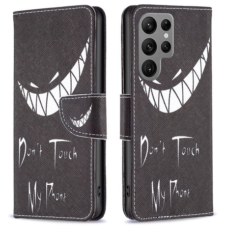 EIDERWOOD Samsung Galaxy S25 Ultra Kunstlæder Cover m. Pung & Ståfunktion - "Don't Touch My Phone"