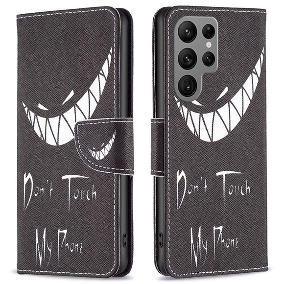 EIDERWOOD Samsung Galaxy S25 Ultra Kunstlæder Cover m. Pung & Ståfunktion - "Don't Touch My Phone"
