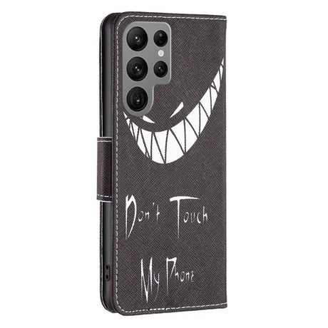 EIDERWOOD Samsung Galaxy S25 Ultra Kunstlæder Cover m. Pung & Ståfunktion - "Don't Touch My Phone"
